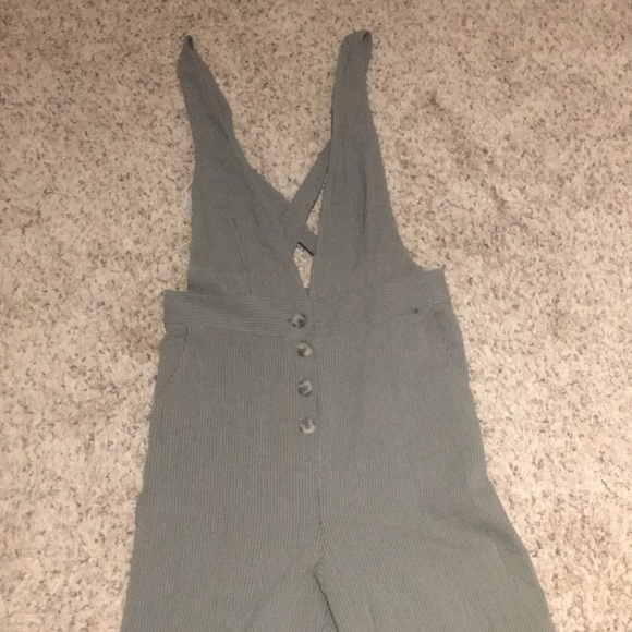 NWOT Forest Green Stripped Jumpsuit - Picture 2 of 3